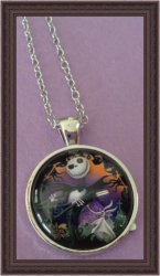 Silver Tone Jack Skellington Design Necklace Unisex