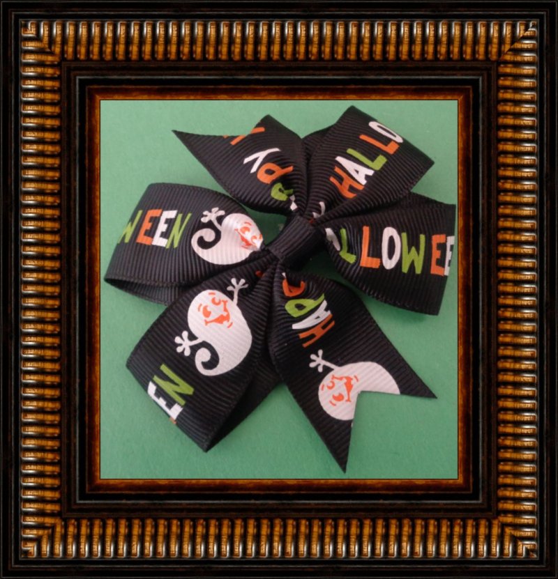 Image 0 of Handmade Halloween Hair Clip Bow For Girls With Ghost Designs