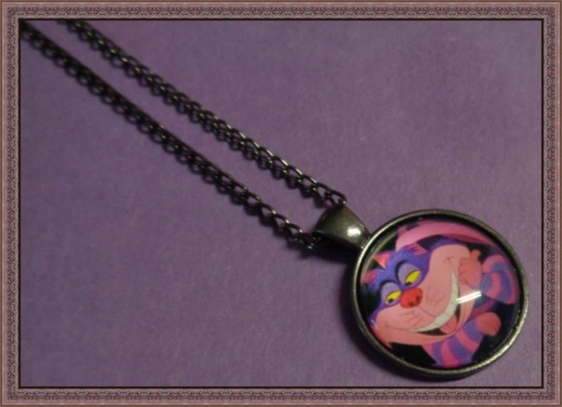 Image 0 of Black Tone Alice In Wonderland Cheshire The Cat Design Necklace