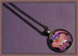 Black Tone Alice In Wonderland Cheshire The Cat Design Necklace