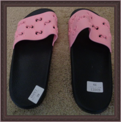 GG Pink & Black Pool Slides For Teens Or Women Luxury Classy Style Size 8.5