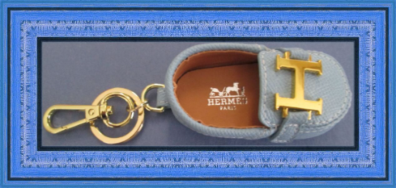 Image 0 of  Blue Leather Shoe Keychain With Gold Tone Finish Luxury Classy 