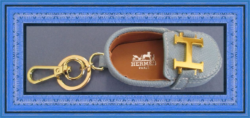  Blue Leather Shoe Keychain With Gold Tone Finish Luxury Classy 