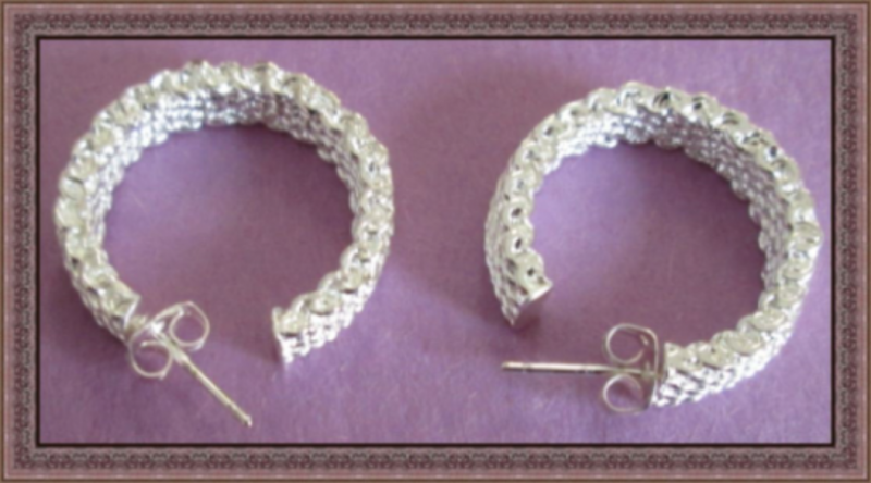 Image 0 of  925 Sterling Silver Hoop Design Earrings Luxury Classy Style 