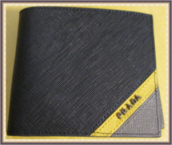 Blue Gray & Yellow Bi-Fold Leather Luxury Wallet For Men Classy Style