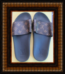 LV Brown & Black Pool Slides For Teens Or Women Size 7.5 Luxury Classy Style