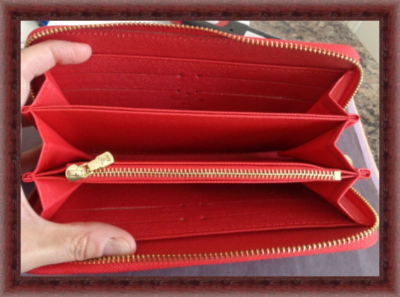 Image 2 of Red Leather Long Zippy Wallet For Women Classy Luxury With Gold Tone Finish