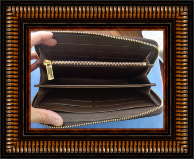 Image 2 of  Brown Long Zippy Leather Wallet With Snake Design Gold Tone Finish