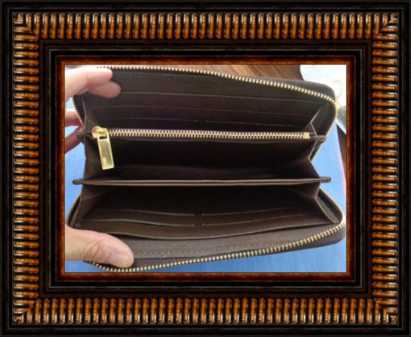 Image 2 of  Brown Long Zippy Leather Wallet With Snake Design Gold Tone Finish 