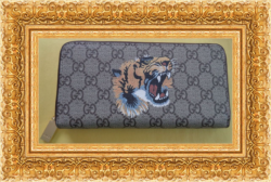 Brown Long Leather Zippy Luxury Classy Wallet With Tiger Design For Women 