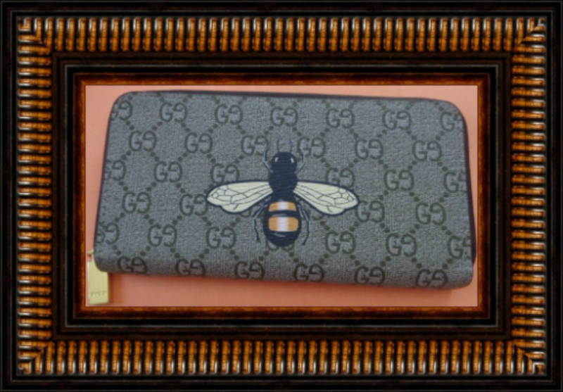 Image 0 of Brown Leather Long Zippy Wallet With Bee Design Luxury Classy Style 