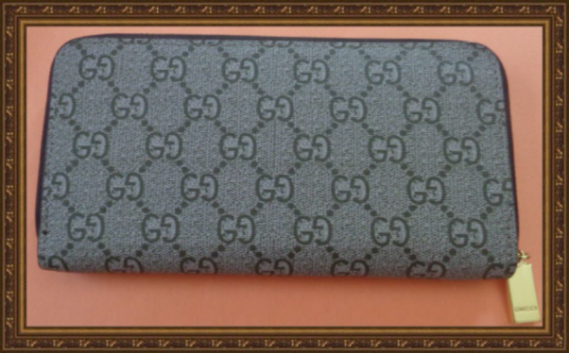 Image 1 of Brown Leather Long Zippy Wallet With Bee Design Luxury Classy Style 
