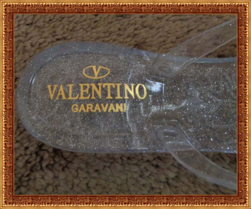 Image 1 of Clear Flip Flop Sandals With Bow & Gold Tone Studs Size 8.5 Classy