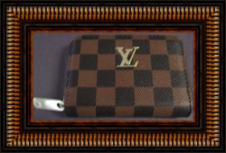  Brown Checkered Leather Luxury Small Zippy Purse For Women Gold Tone Finish