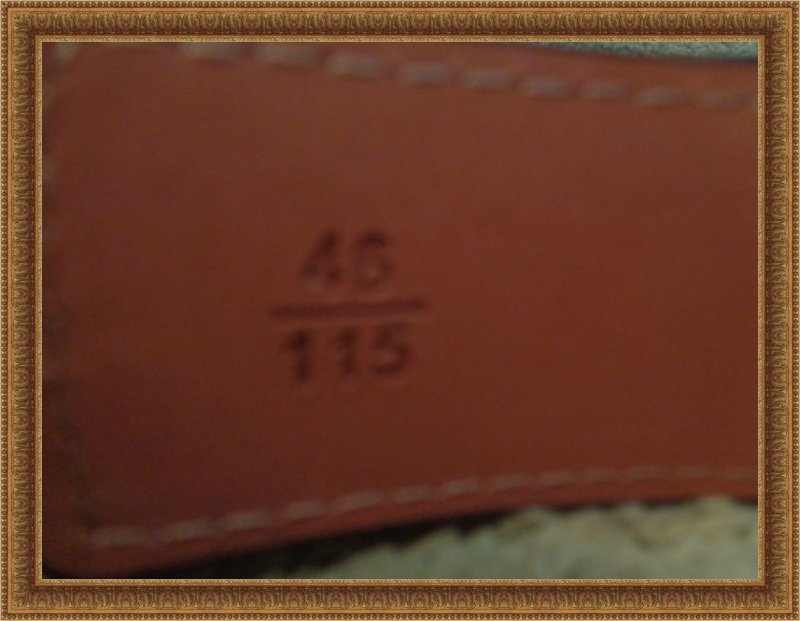 Image 2 of Brown Leather Monogram Luxury Classy Belt Unisex Size 46/115 Black Tone Finish