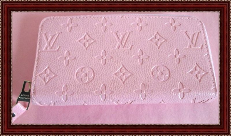 Image 0 of Pink Leather Monogram Long Zippy Wallet For Women