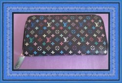 Black/Multicolored Long Zippy Wallet For Women