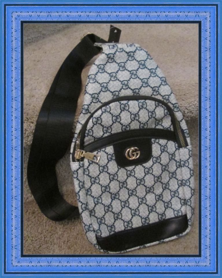 Image 0 of Blue Black & Gray Sling Bag Unisex