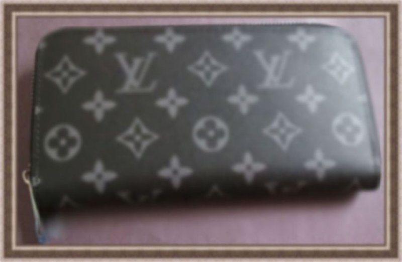 Image 0 of Black & Gray Long Zippy Wallet For Women