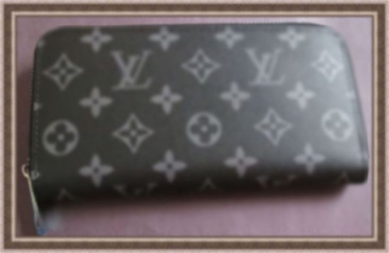 Image 0 of Black & Gray Long Zippy Wallet For Women