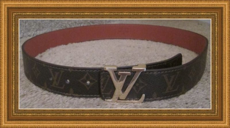 Image 0 of Brown Leather Monogram Belt Unisex Size 46/115