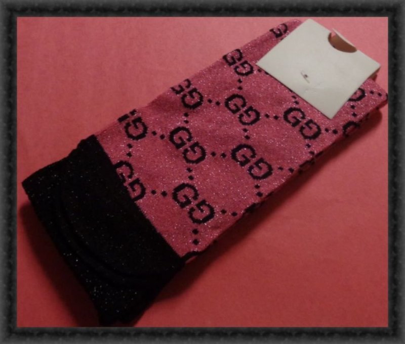 Image 0 of Pink & Black Calf Socks For Teens One Size Fits Most