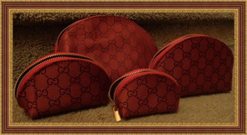 Image 0 of GG Set Of Four (4) Red Cosmetic Bags For Women