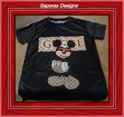  Black Mickey Style Theme Shirt For Kids Size 7 Unisex