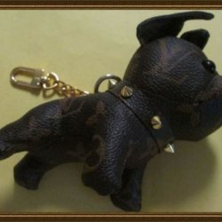  Brown Leather Dog Fashion Design Keychain Unisex