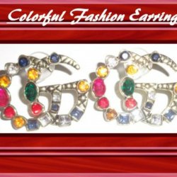  Colorful Fashion Rhinestone Stud Earrings For Women Or Teens