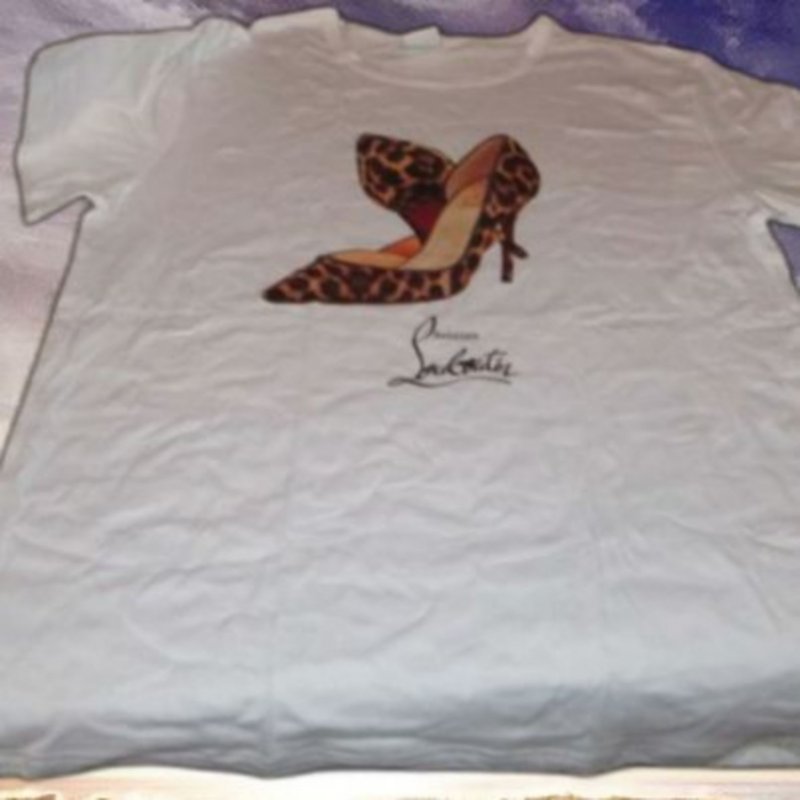 Image 0 of  White XL T-Shirt With Leopard High Heel For Women