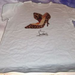  White XL T-Shirt With Leopard High Heel For Women