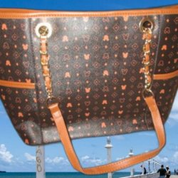 Brown Leather Fashion Logo Mickey Mouse Handbag For Women