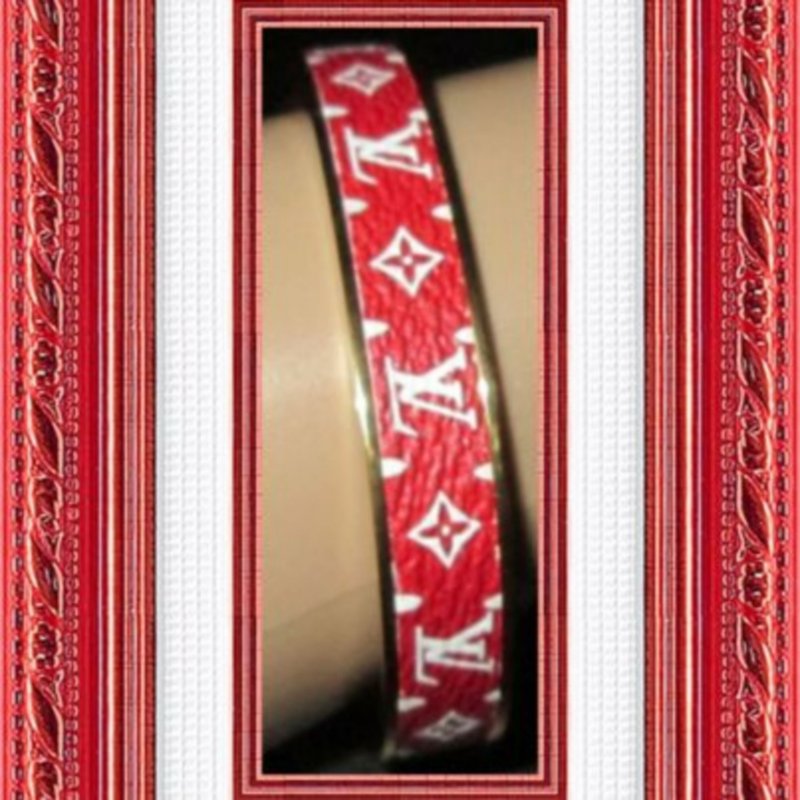 Image 0 of  Red White & Gold Tone Cuff Fashion Bracelet For Women