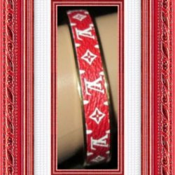  Red White & Gold Tone Cuff Fashion Bracelet For Women