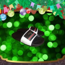 Gucci GG Logo Black Fashion Pool Slides For Women / Teens Size 8.5
