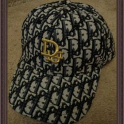 Dior Logo Black Dark Blue Gray Baseball Hat With Gold Tone Finish For Women 