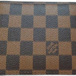  Brown Leather Checkered Bifold Fashion Wallet For Men