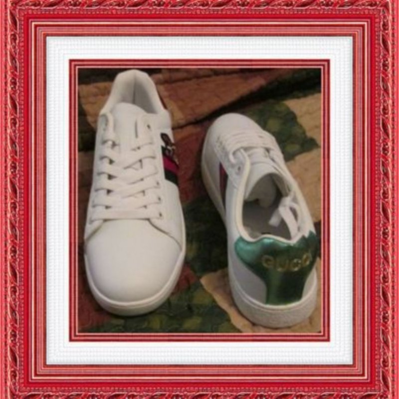 Image 1 of  White Leather Dog Designer Theme Shoes Size 9 Unisex
