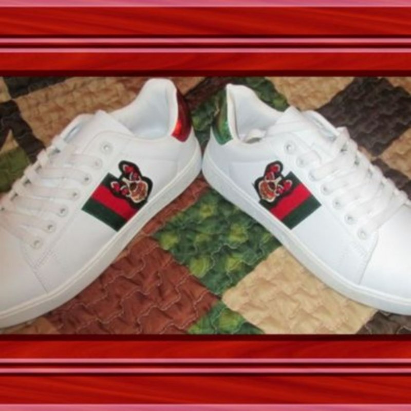 Image 2 of  White Leather Dog Designer Theme Shoes Size 9 Unisex