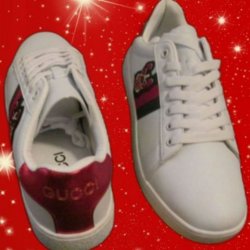 Gucci GG Logo White Leather Dog Fashion Shoes Size 9 Unisex