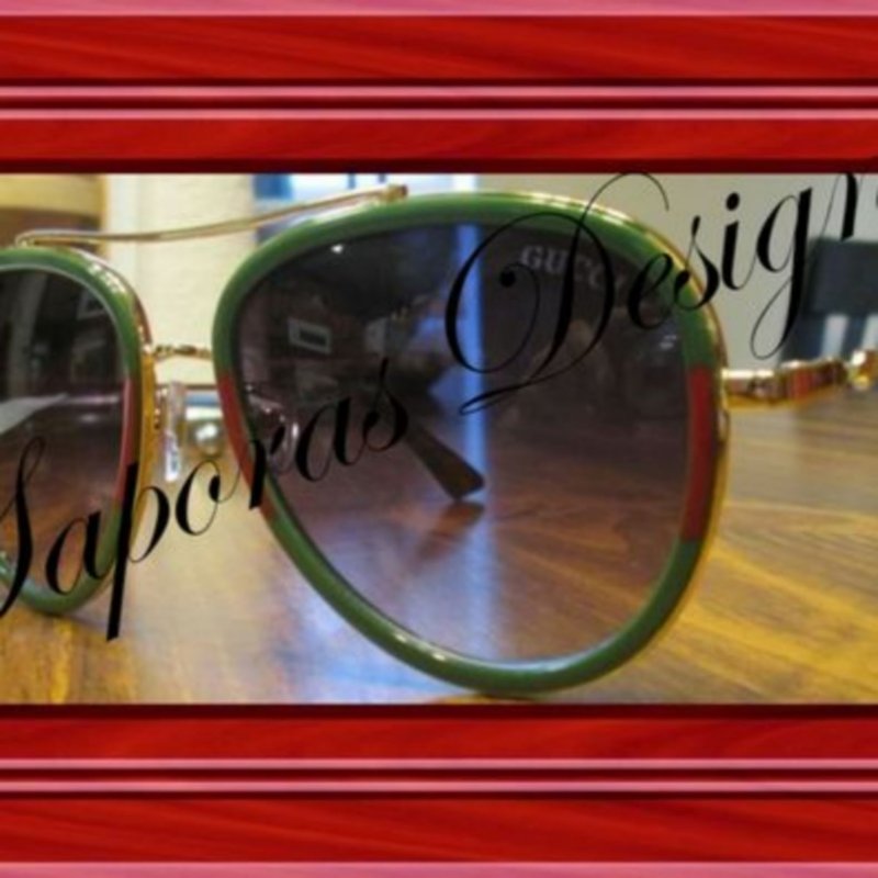 Image 0 of Gucci GG Logo Green & Red Fashion Sunglasses For Men