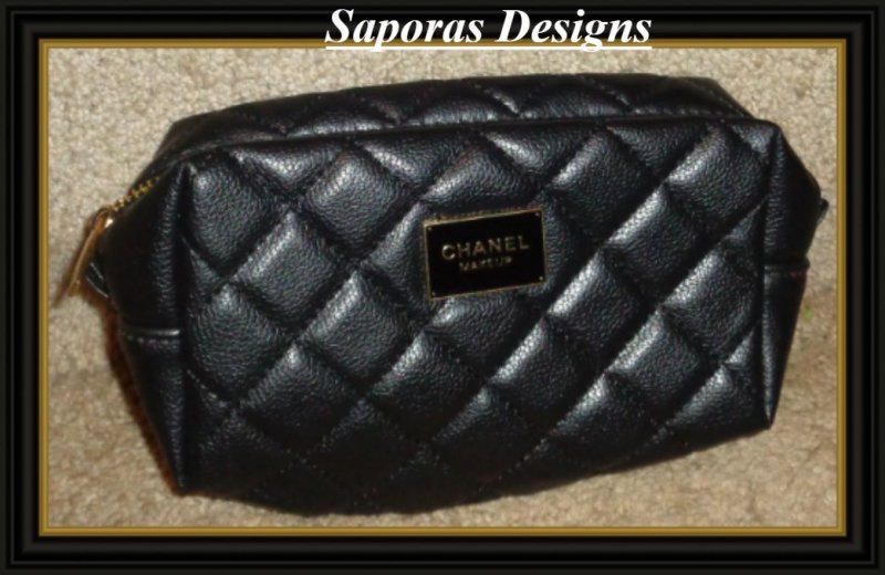 Image 0 of  Black Soft Leather Cosmetic Bag For Women/Teens 