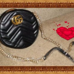  Black Leather Round Circle Shoulder Fashion Handbag