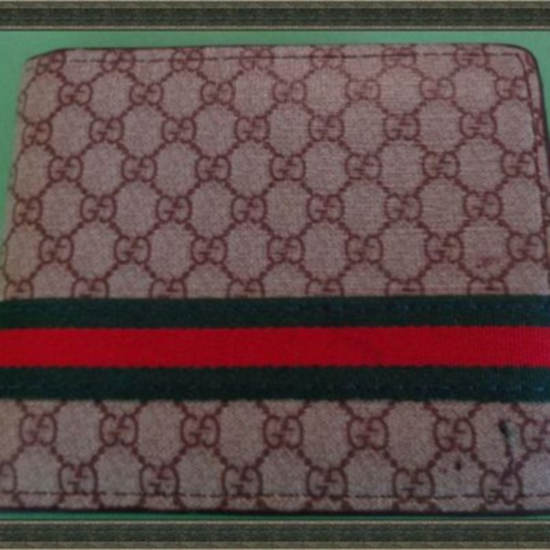Image 0 of  Brown Red & Green Leather Bifold Wallet For Men