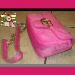 GG Logo  Pink Velvet Small Fashion Shoulder Handbag For Teens/Women 