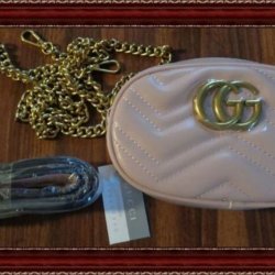 GG Logo Pink Leather Fanny Pack/Shoulder Fashion Handbag For Women