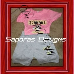 Pink Shirt & Gray Shorts Outfit For Girls Size 4T Mickey Mouse Style