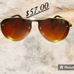  Brown & Gold Tone Designer Theme Sunglasses Unisex