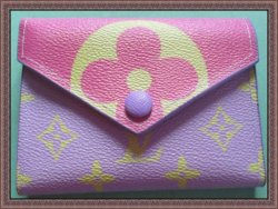 Louis Vuitton LV Fashion Purple Lime Green & Pink Small Wallet For Teens